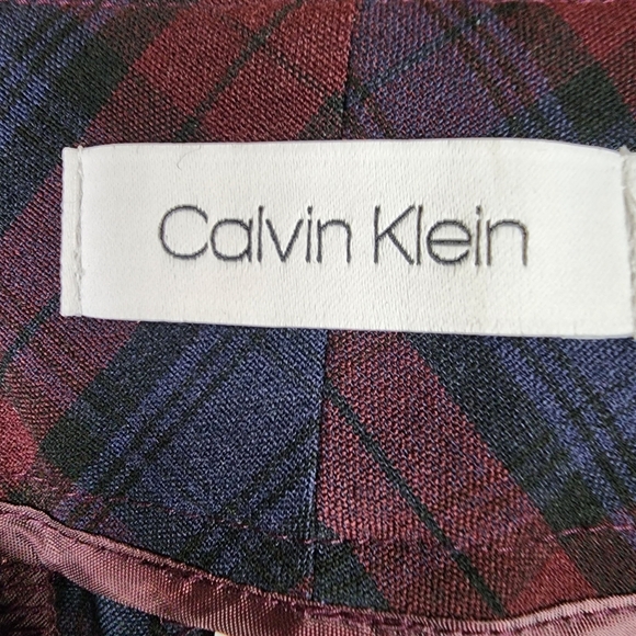 Calvin Klein Plaid Shorts Mid Rise Burgundy Navy Size 6 Clueless - Picture 9 of 16